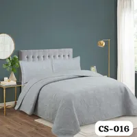 Cobertor Tipo Quilt de Verano / Cubrecamas 2 Plazas Gris