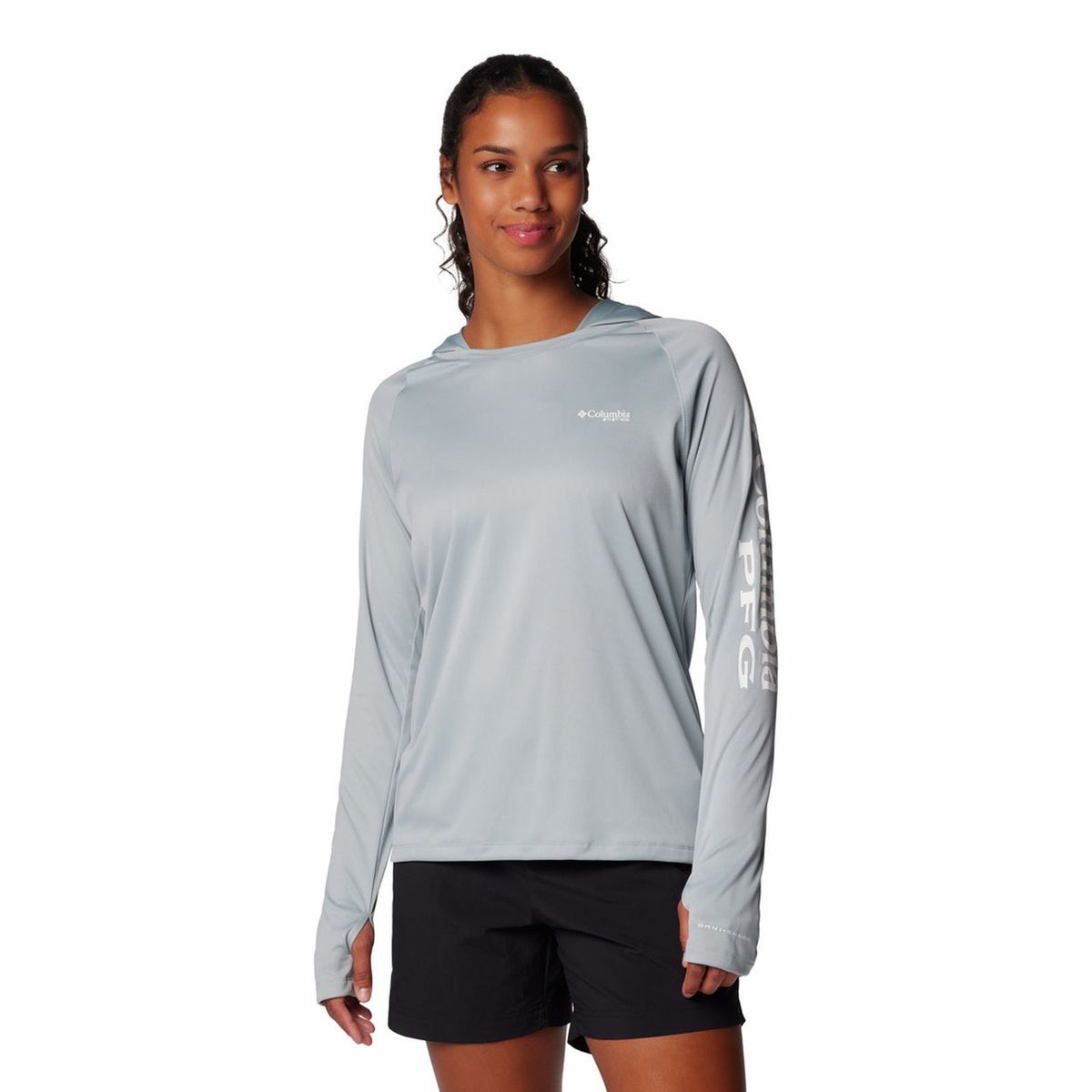 COLUMBIA - Polera Mujer Pfg Tidal Tee Hoodie Gris COLUMBIA