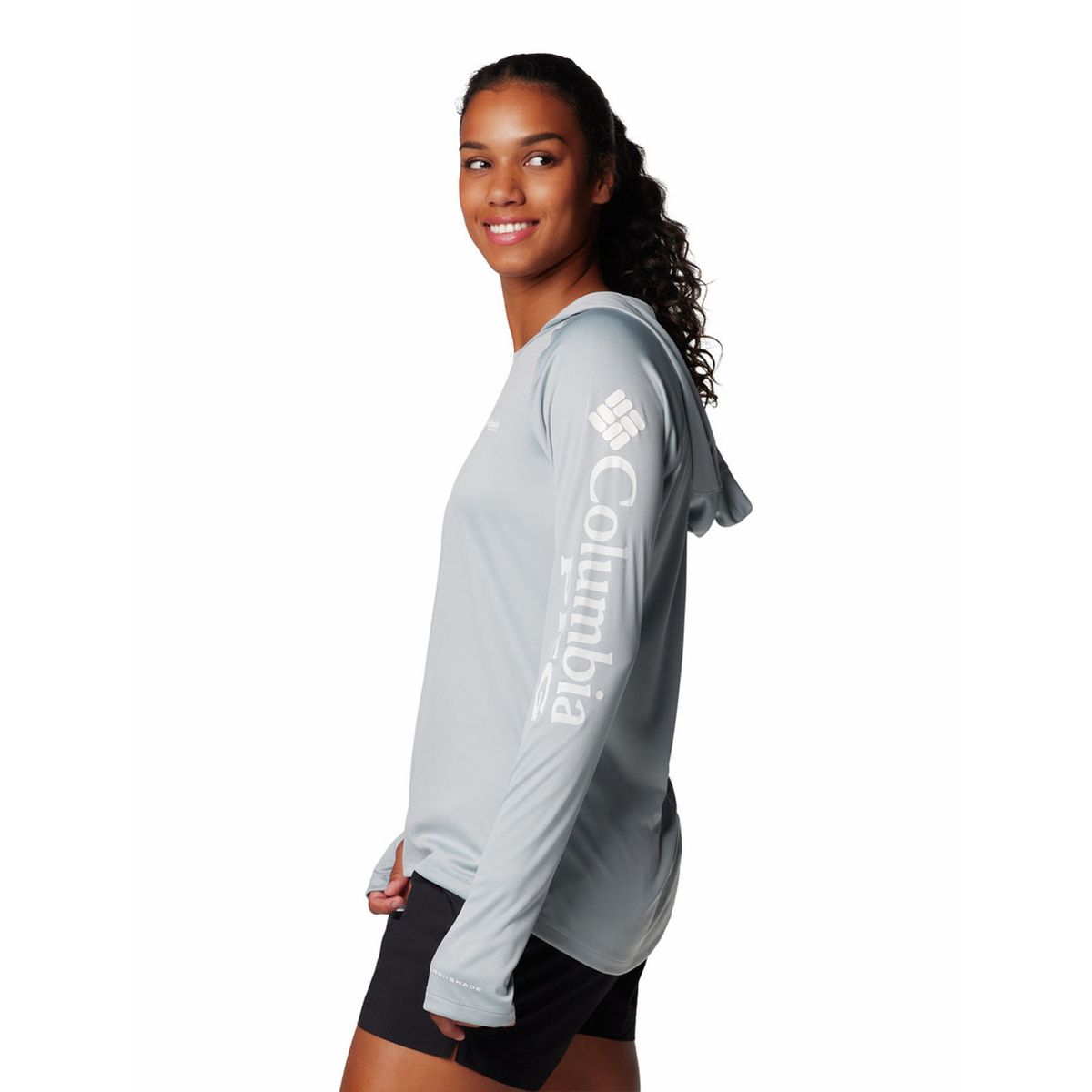 COLUMBIA - Polera Mujer Pfg Tidal Tee Hoodie Gris COLUMBIA