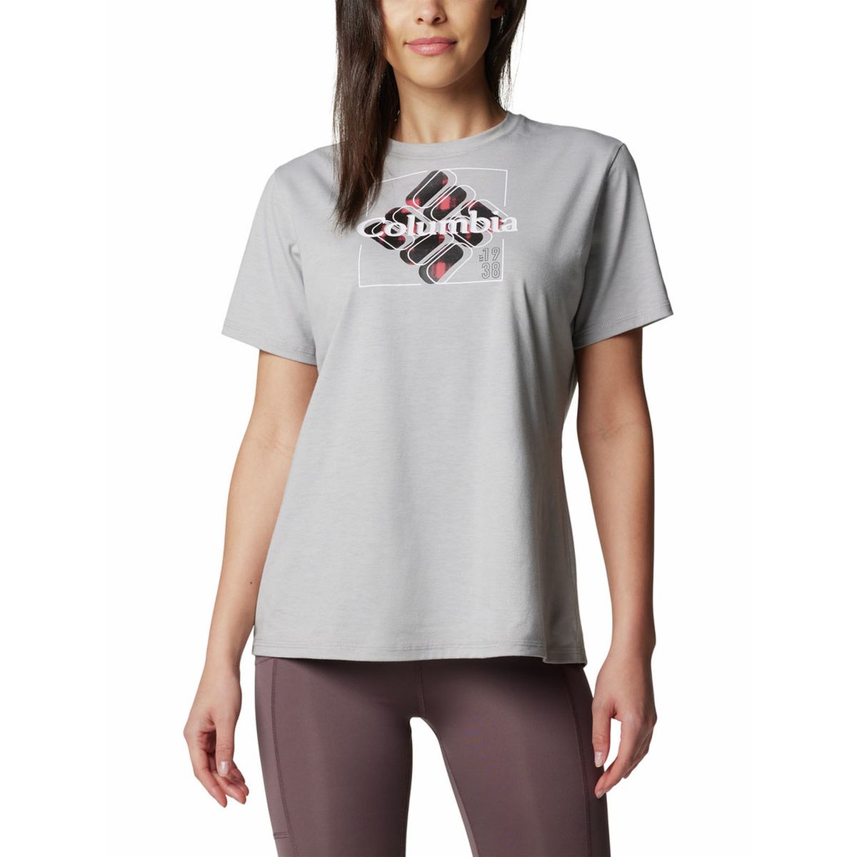 COLUMBIA - Polera Manga Corta Mujer Sun Trek Graphic Gris COLUMBIA