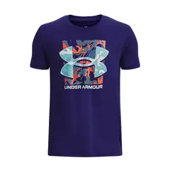 UNDER ARMOUR - Polera manga corta Box Logo Camo niño Azul