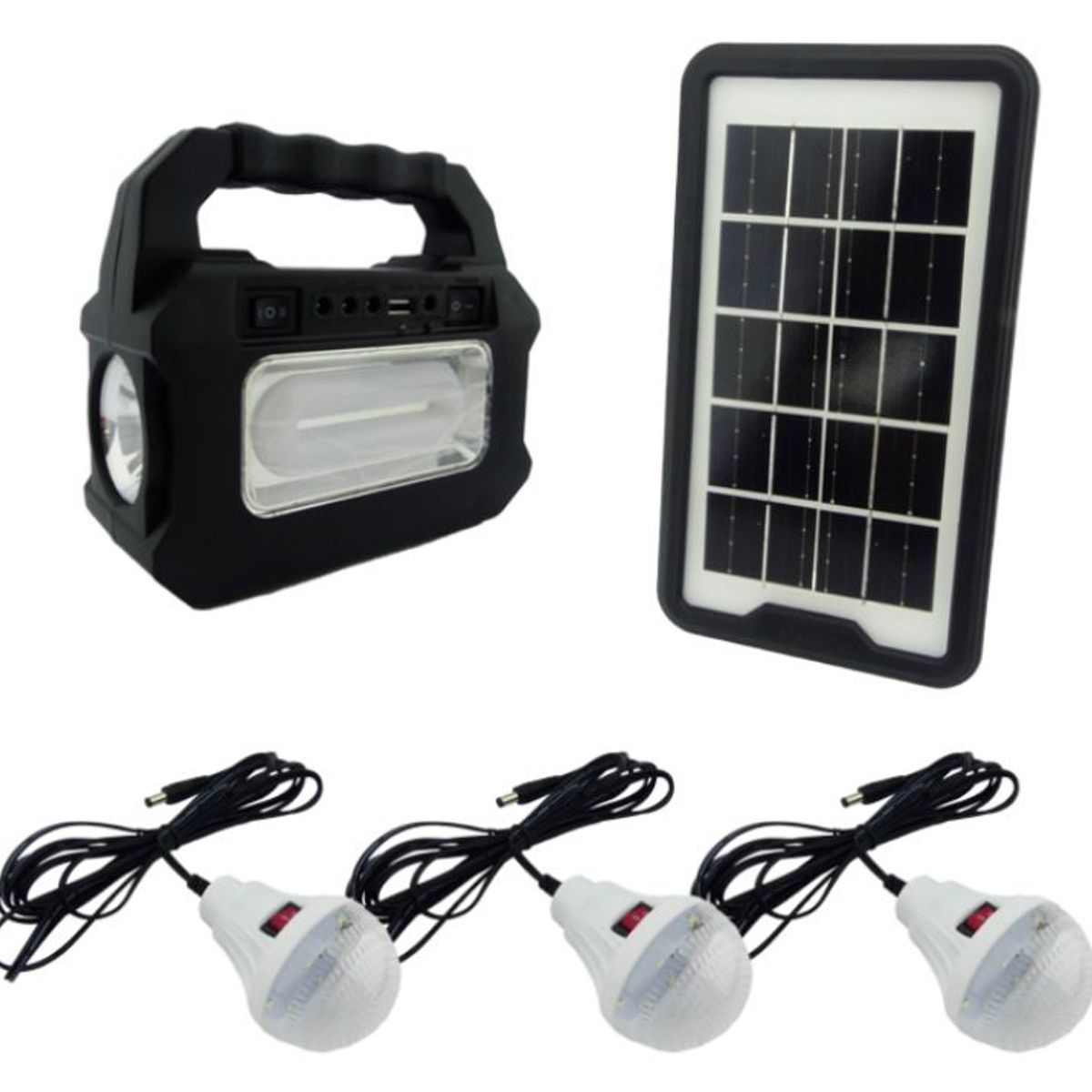 GENERICO - Kit Panel Solar Camping +Linterna + Ampolletas