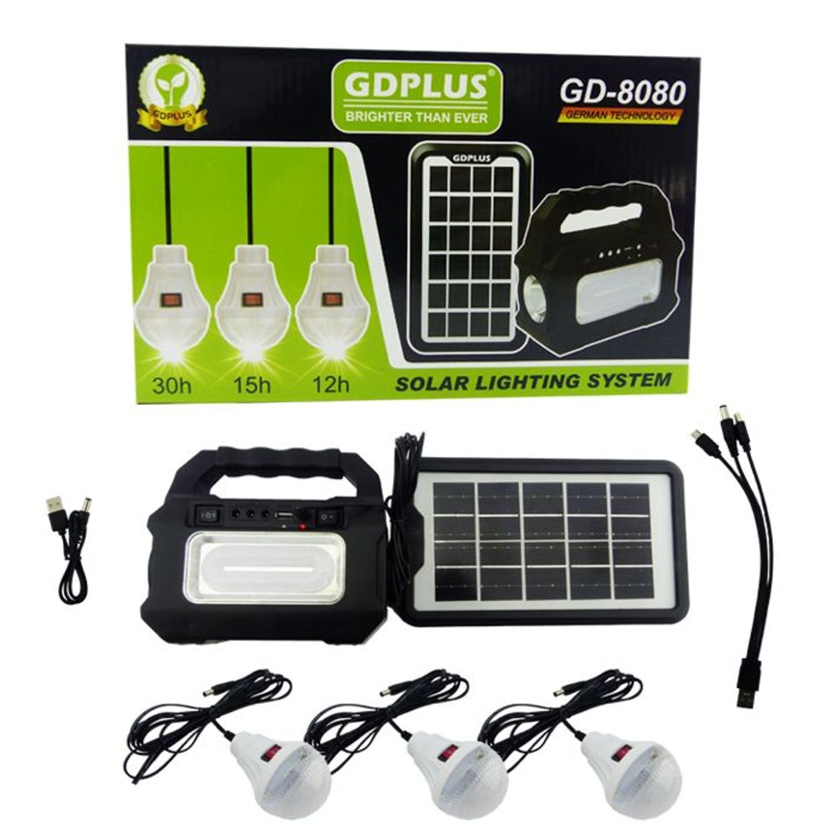 GENERICO - Kit Panel Solar Camping +Linterna + Ampolletas
