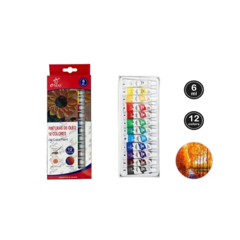 GENERICO - PINTURA DE OLEO 12 COLORES 6ML - 12 UNID