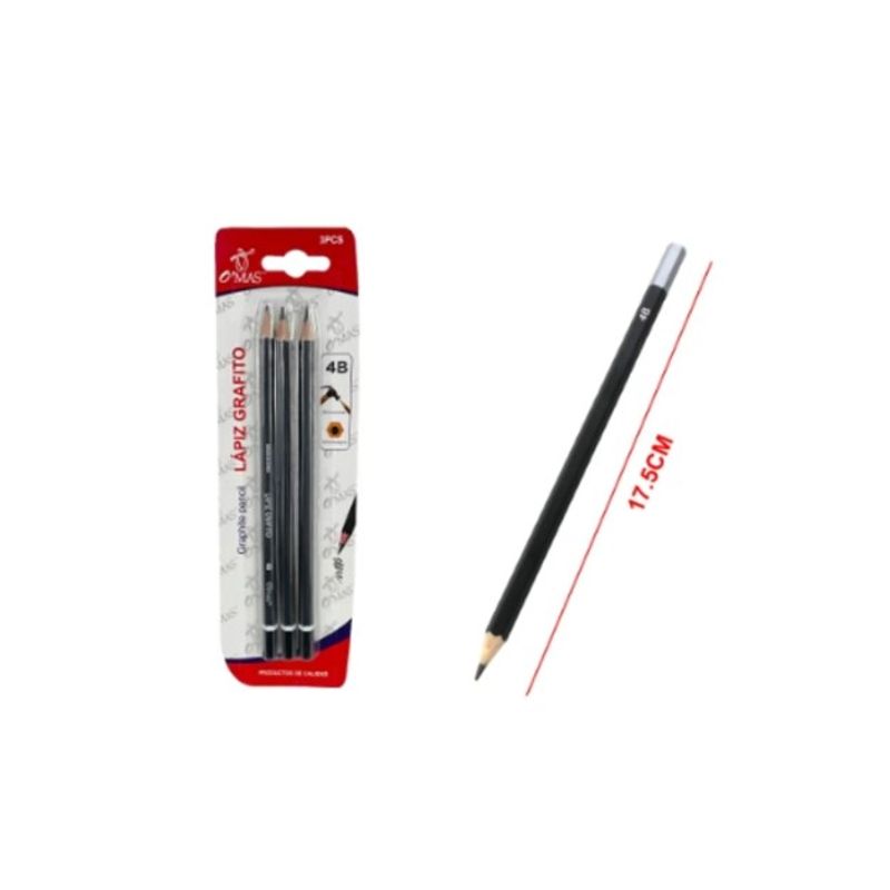 GENERICO - LAPIZ GRAFITO HEXAGONAL 4B 3PCS - 12 UNID