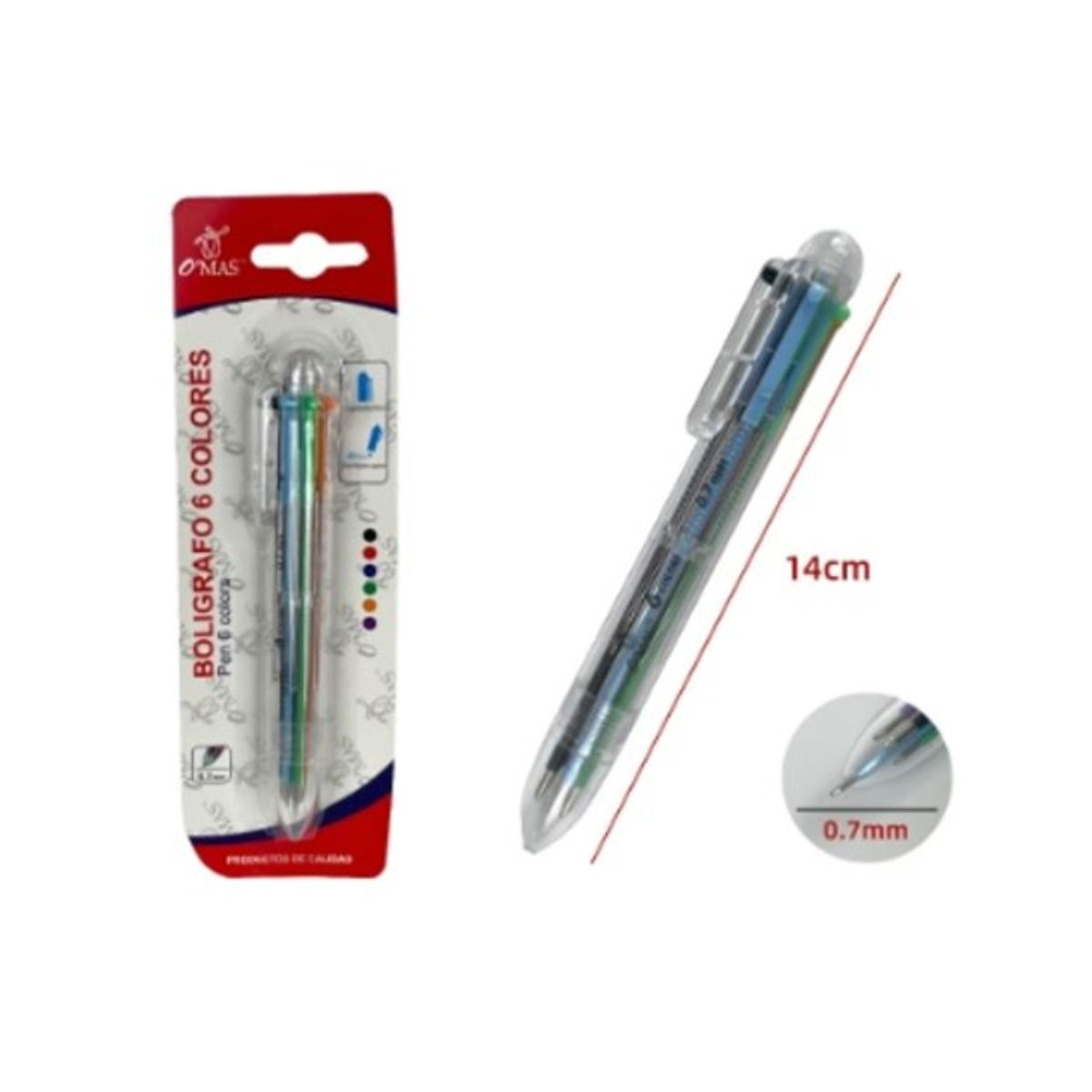 GENERICO - BOLIGRAFO 1 PCS 6 COLORES 0.7MM - 12 UNID