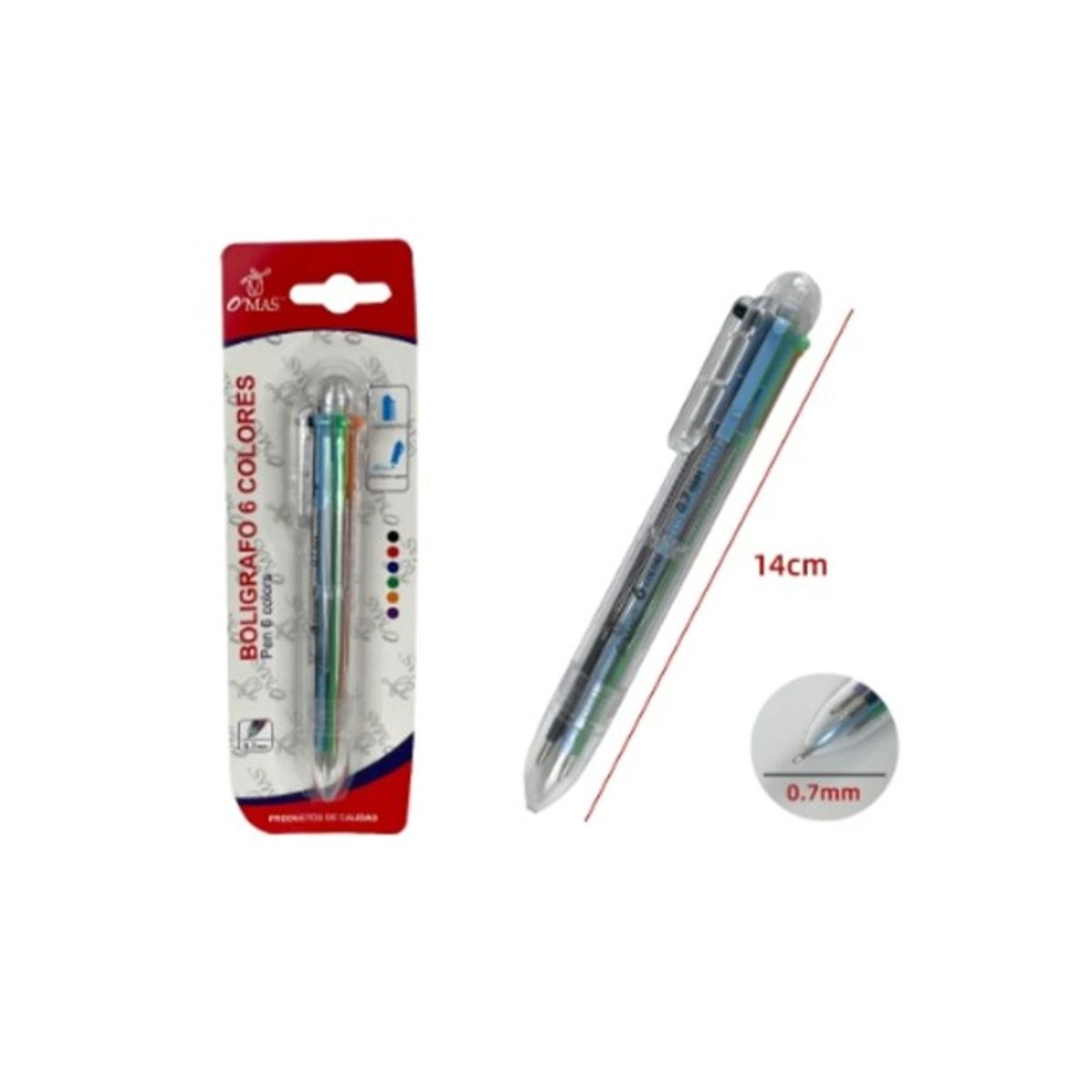 GENERICO - BOLIGRAFO 1 PCS 6 COLORES 0.7MM - 12 UNID