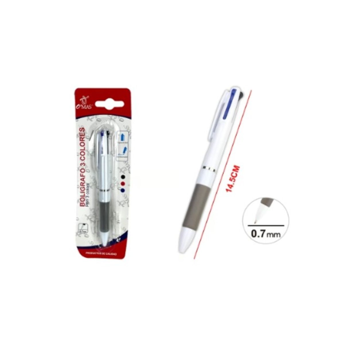 GENERICO - BOLIGRAFO 1 PCS 3 COLORES 0.7MM - 12 UNID