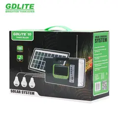 GENERICO - Kit Emergencia Camping Solar 3 Ampolletas Linterna+radio Mp3