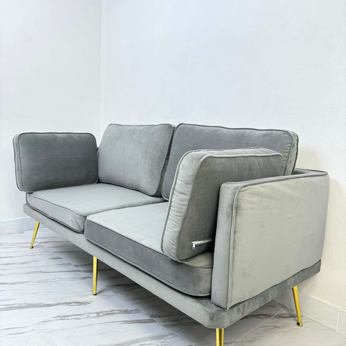 GENERICO - Sofa 2 cuerpos gris Felpa MGR MUEBLES