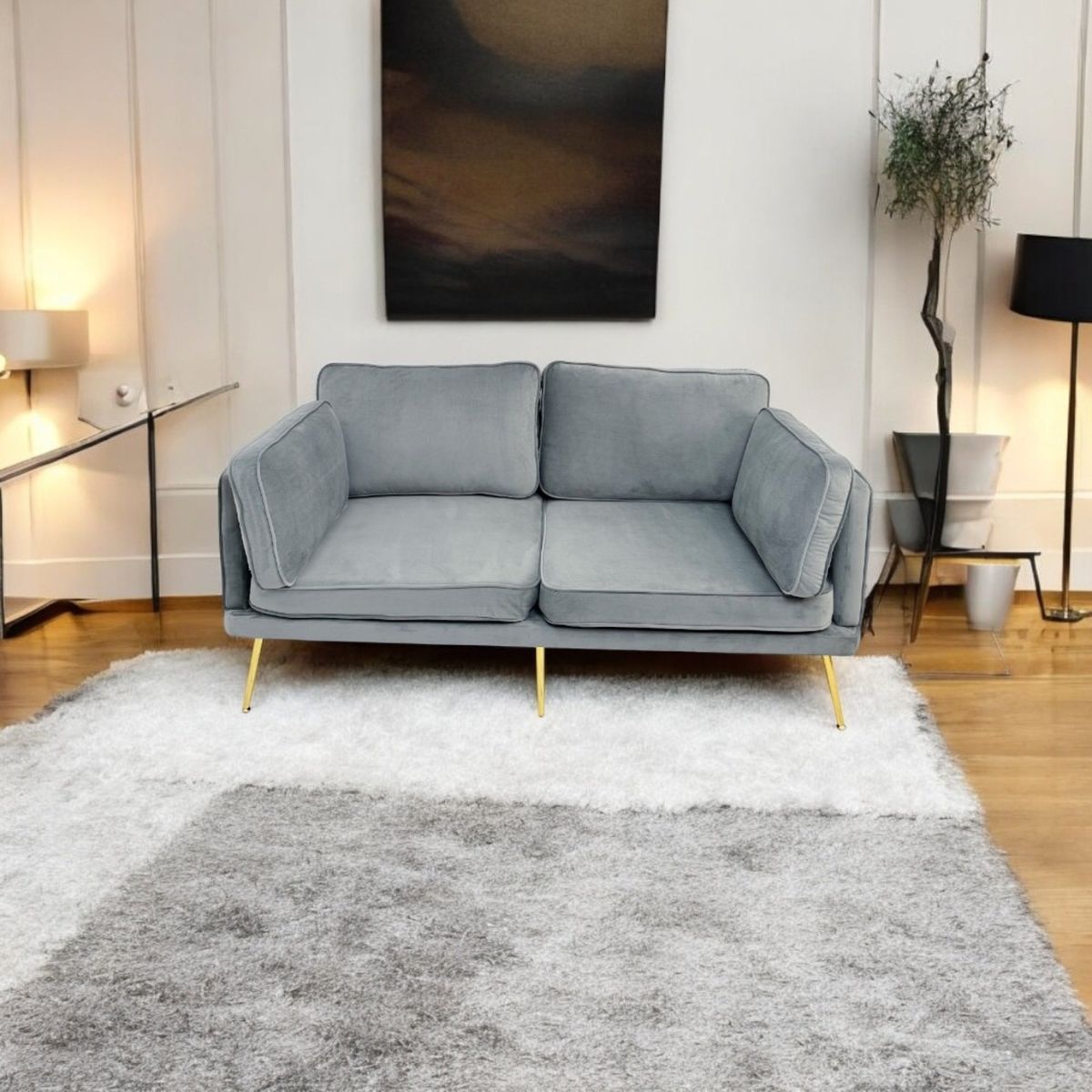 GENERICO - Sofa 2 cuerpos gris Felpa MGR MUEBLES