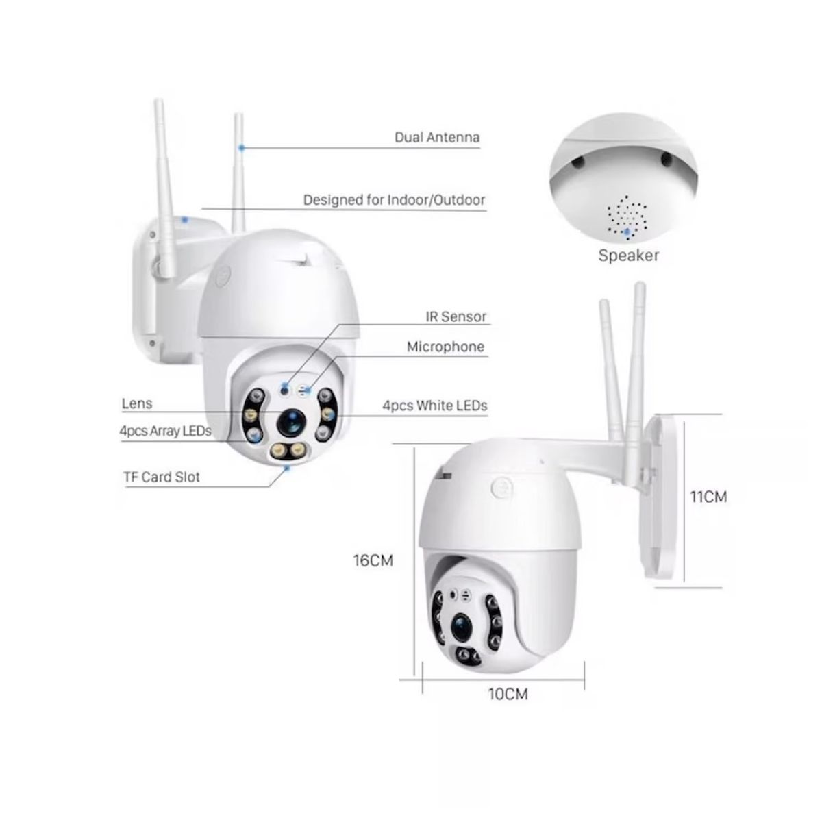 GENERICO - Cámara Ip Movimiento Infrarrojo Impermeable Wifi Full Hd Exterior