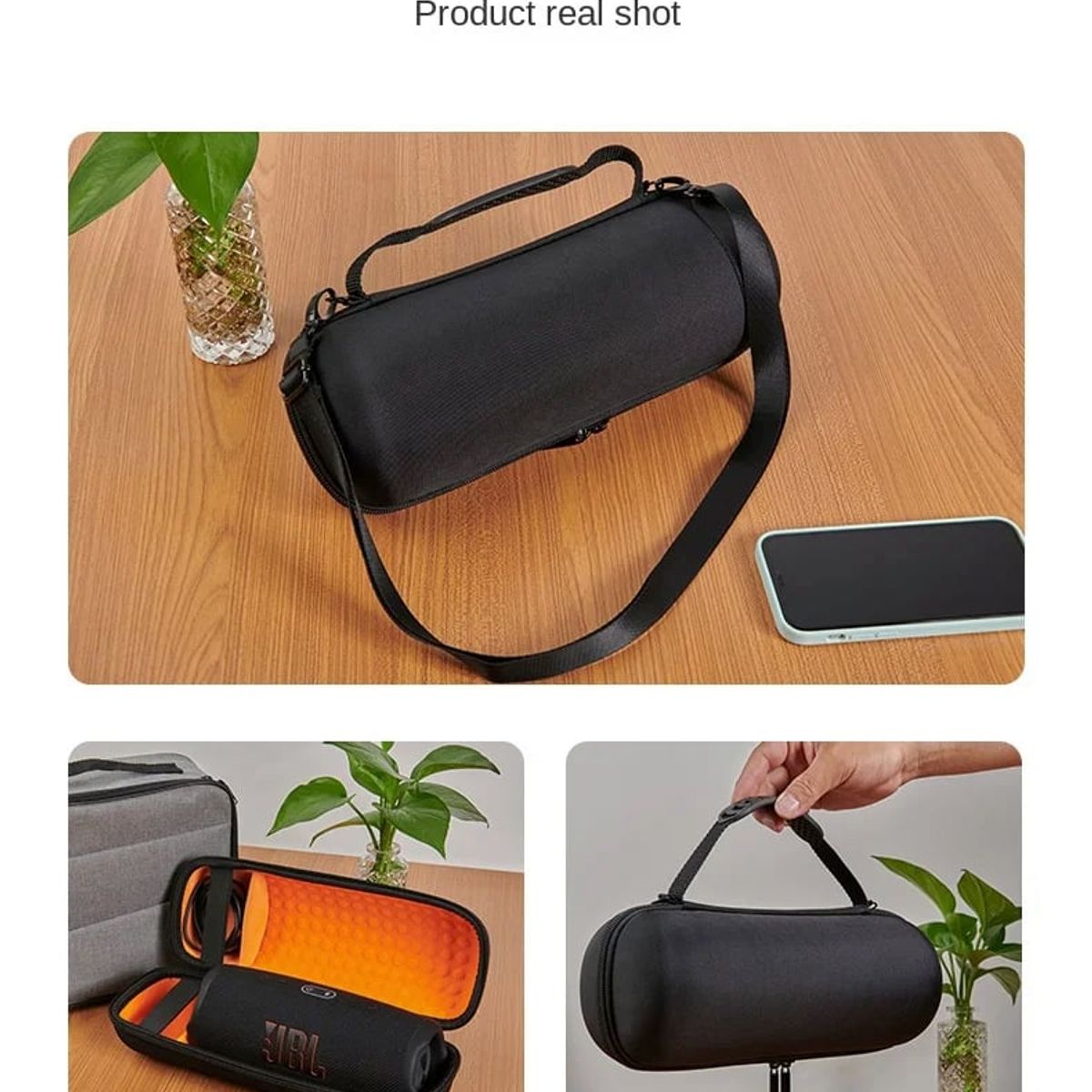 GENERICO - Estuche Rígido Premiun Para Parlante JBL Charge 5 y 4 Negro Naranjo