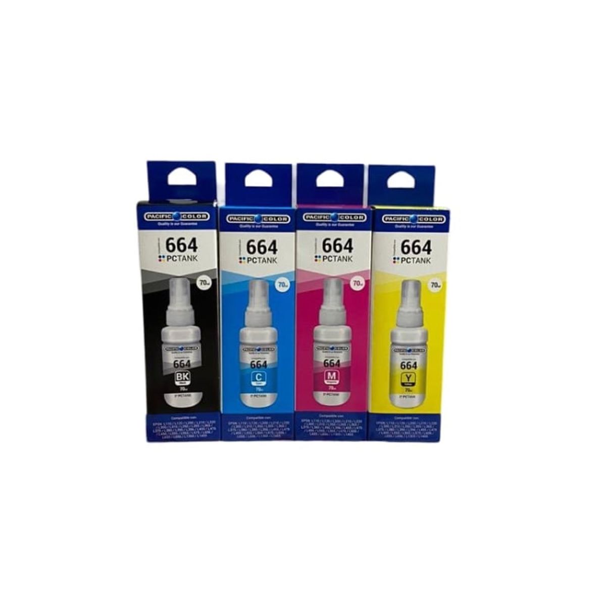 PACIFIC COLOR - Pack 4 Tintas alternativas T664 Compatible EPSON