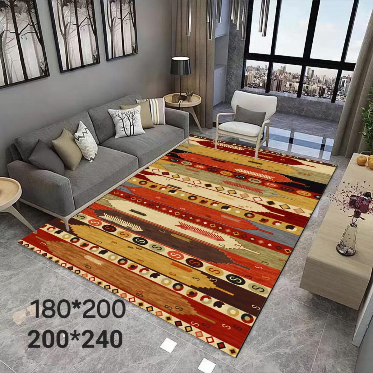 GENERICO - Alfombra Lisa con Diseño 3D 200 x 240 cm, Multicolor TF005