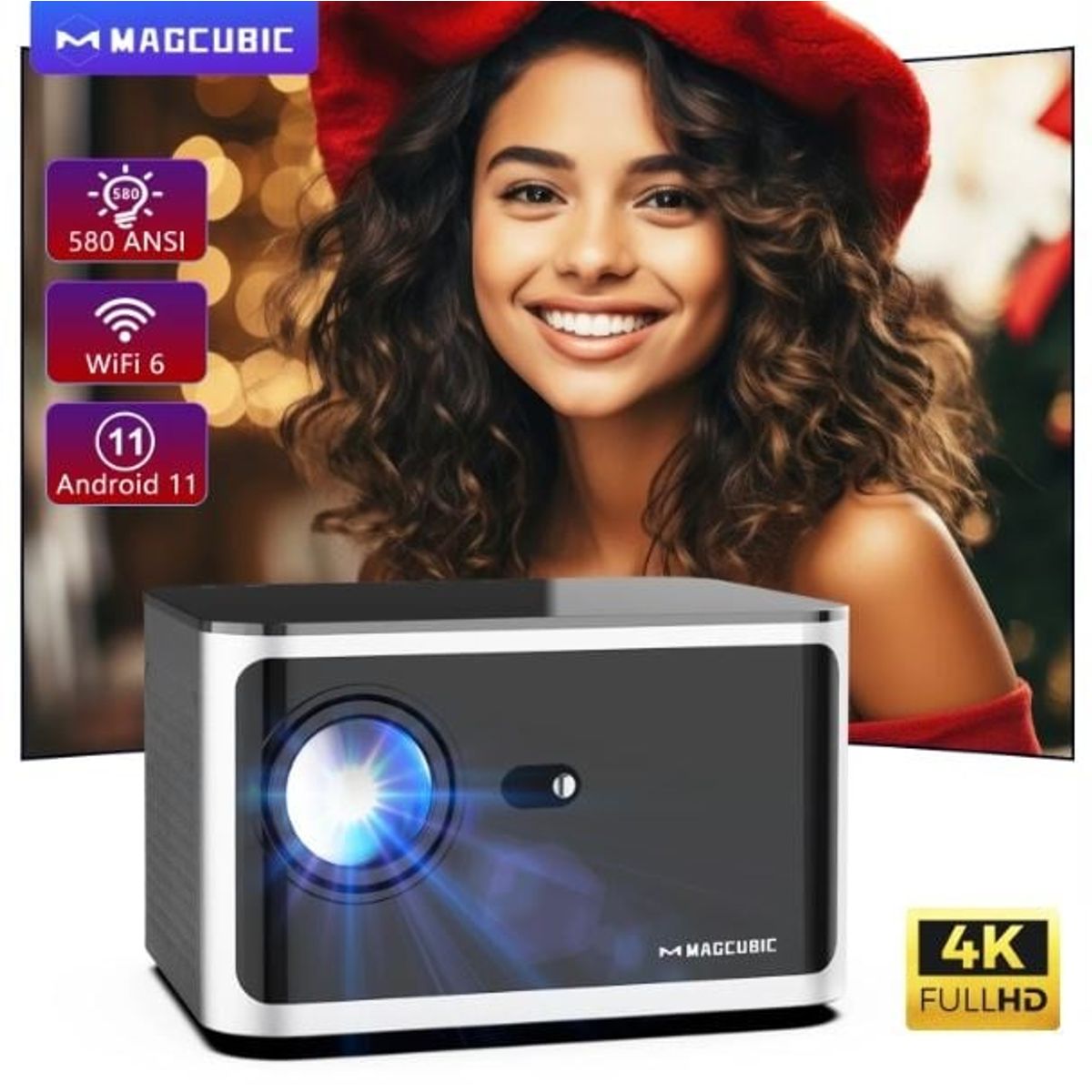 GENERICO - Proyector portátil HY350 Magcubic Android 11 HD 4K Cine en casa