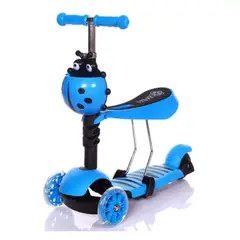 GENERICO - Scooter Monopatín 3 En 1 Ajustable Luces Con Asiento Azul