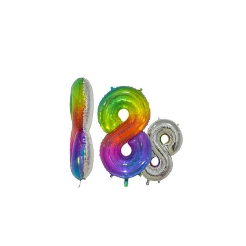 GENERICO - Globo Metálico Número 8 Multicolor 16 Pulgadas