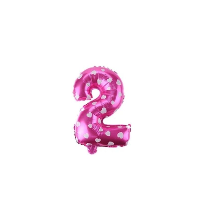 GENERICO - Globo Número 2 Rosa 16 Pulgadas