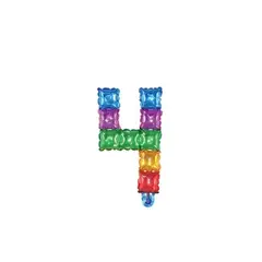 GENERICO - Globo Número 4 Cuadros De Colores 16pulgadas