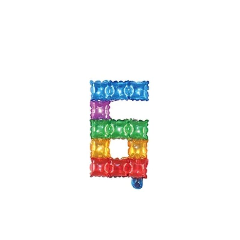 GENERICO - Globo Número 6 Cuadros De Colores 16pulgadas