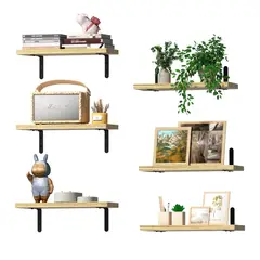 HALMAN - Repisas Flotantes De Madera Multipropósito X6 Marrón Claro