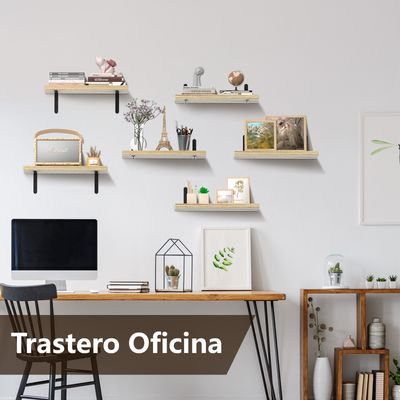 Imagen 2 del producto Repisas Flotantes De Madera Multipropósito X6 Marrón Claro