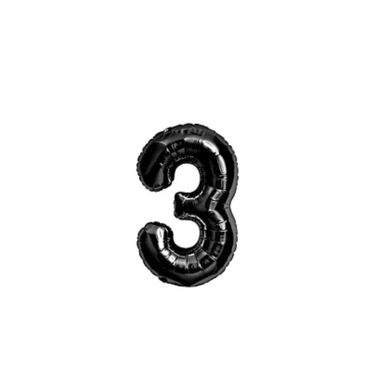 GENERICO - Globo Numero 3 Negro 30 pulgadas
