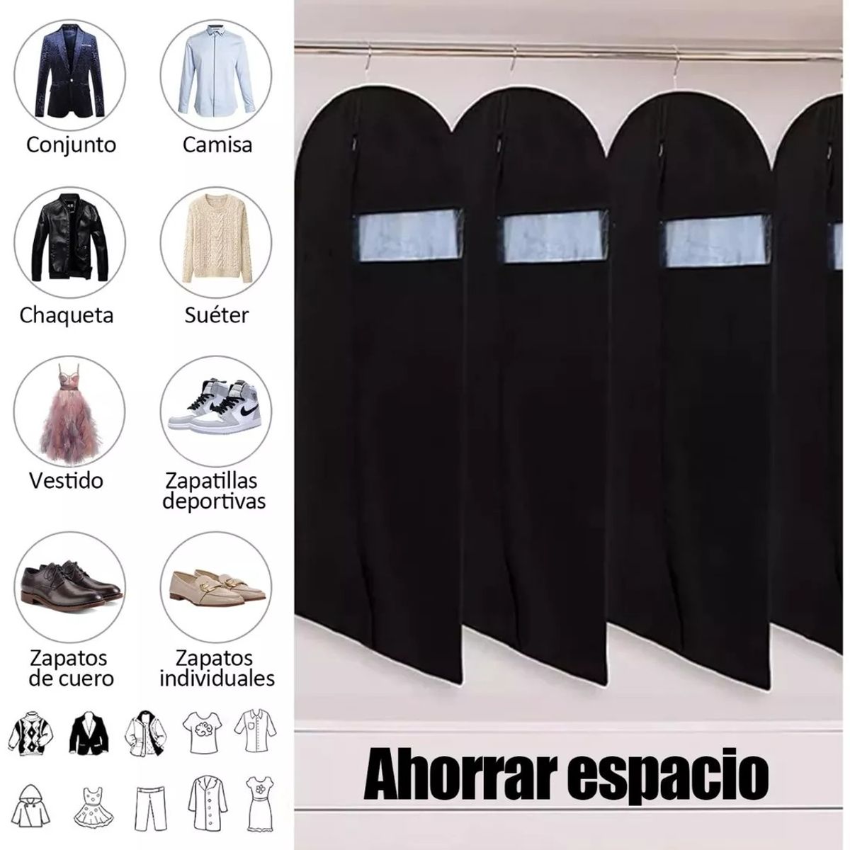 TNAKIEX - Set Kit- 4pz Porta-traje Funda+ 4pz Porta-zapato