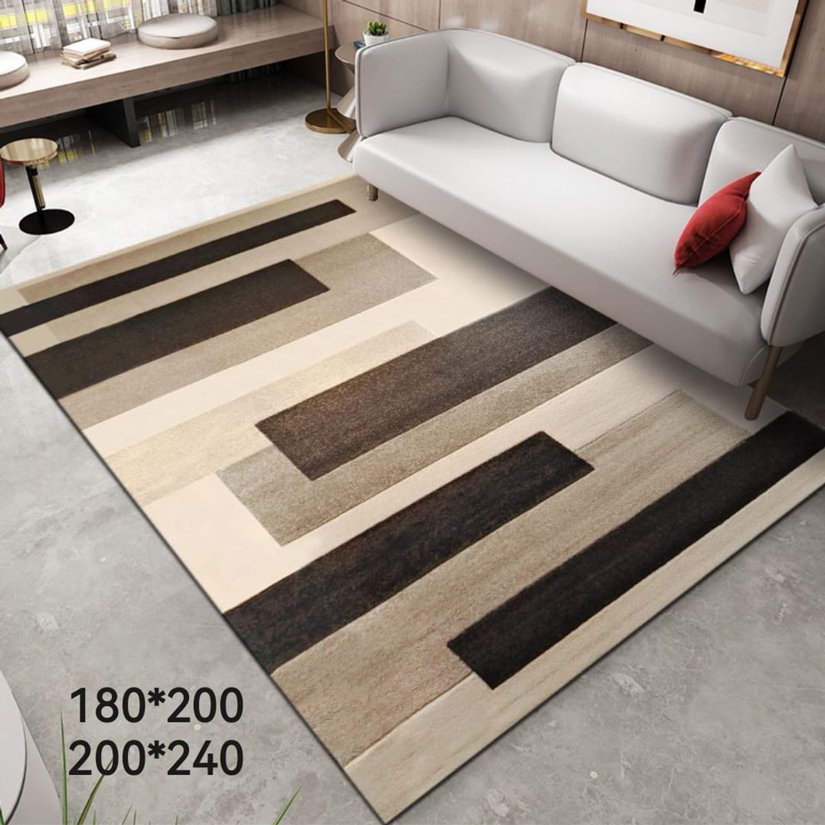 GENERICO - Alfombra Lisa con Diseño 3D 200 x 240 cm, Beige TF018