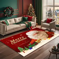 GENERICO - Alfombra Lisa con Diseño 3D 200 x 240 cm, Navidad Burdeos