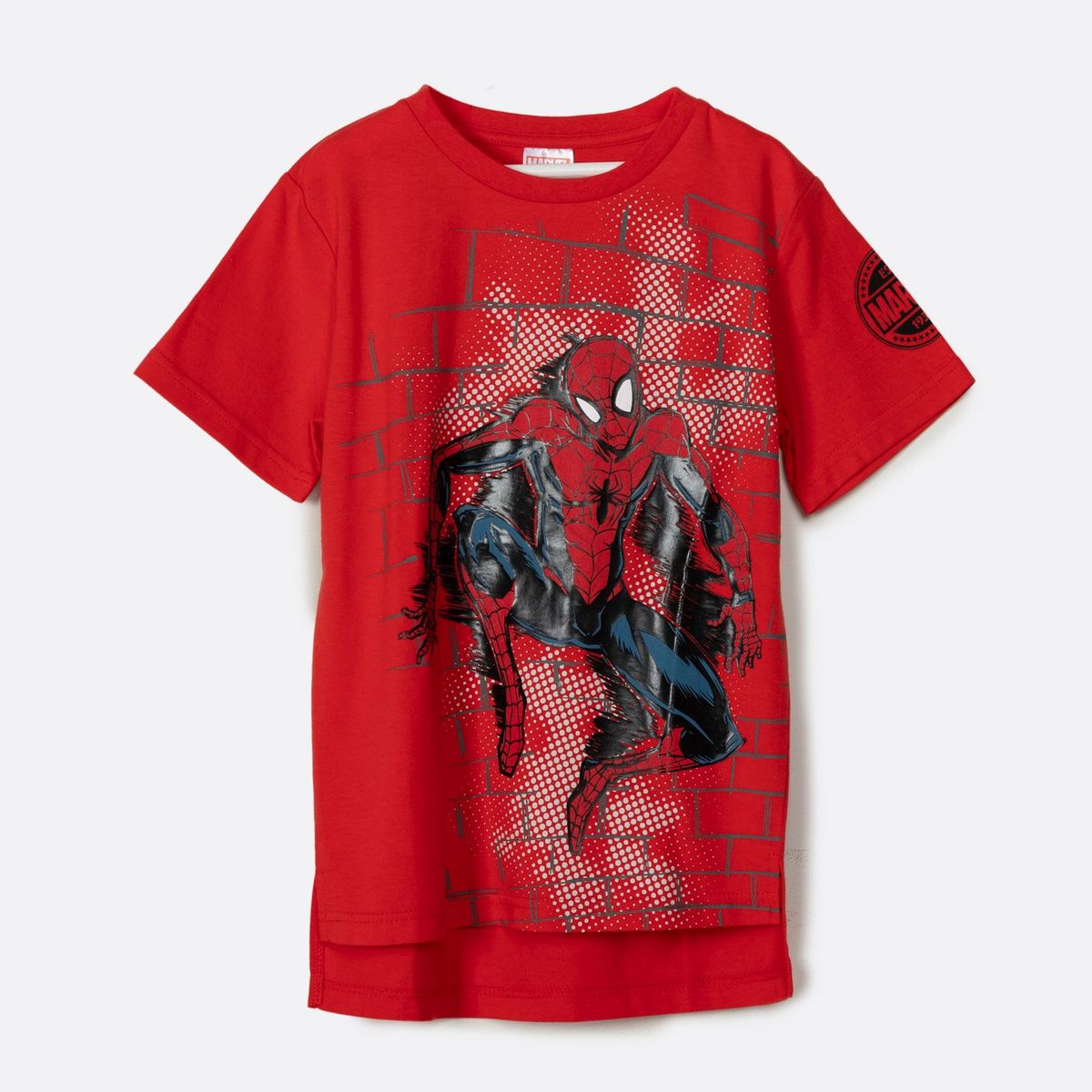 MARVEL - Polera Manga Corta Niño Ladrillos Spiderman Rojo Marvel