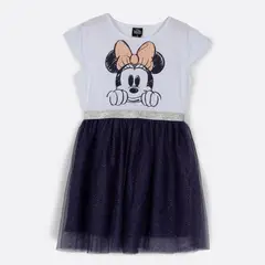 DISNEY - Vestido Niña Cara Minnie Blanco