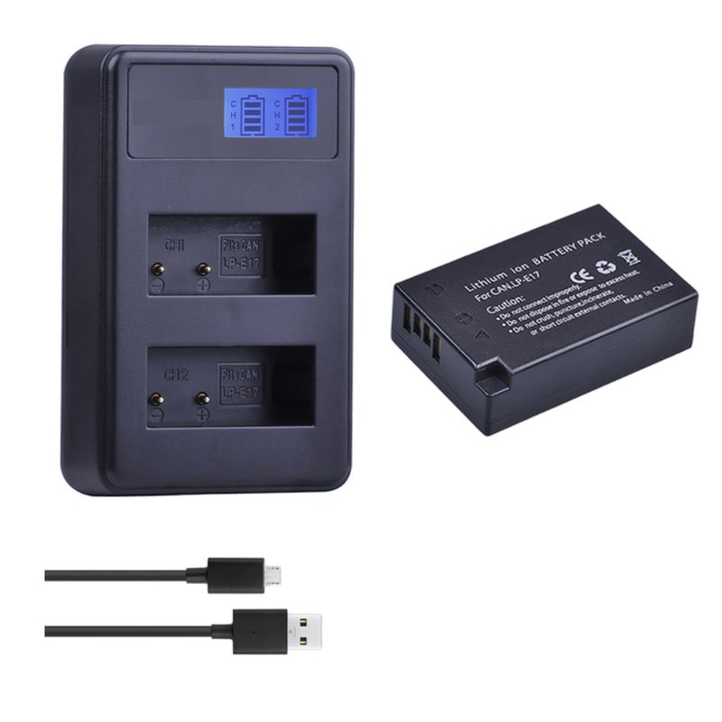 GENERICO - BATERÍA LP-E17 + CARGADOR DOBLE LC-E17 ALTERNATIVO CANON