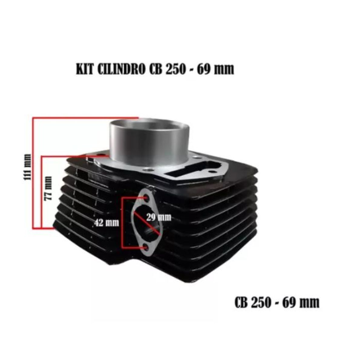 GENERICO - Cilindro Completo 69mm Cb 250 - Negro