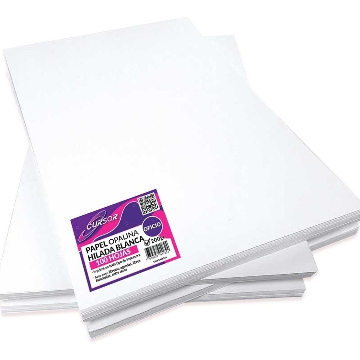 CURSOR - Papel Opalina Hilada 200g Blanca Oficio Cursor 100 Hojas