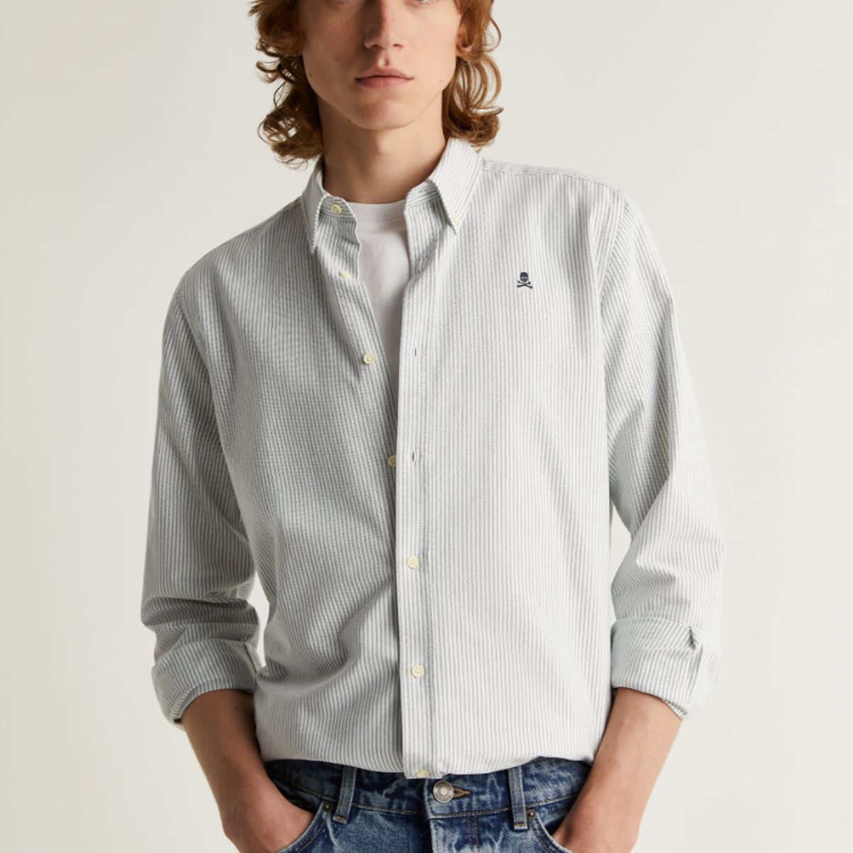 SCALPERS - Camisa Calavera Cuello Botones Khaki