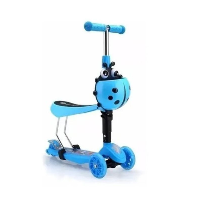 GENERICO - Scooter Monopatin 3 En 1 con Luz en Ruedas Chinita - Celeste