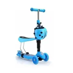 GENERICO - Scooter Monopatin 3 En 1 con Luz en Ruedas Chinita - Celeste