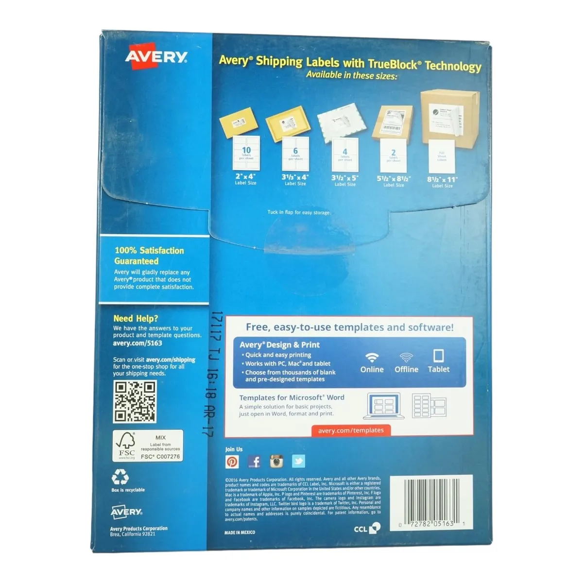 GENERICO - 1000 ETIQUETAS 5,1X10,2 CM INK/LASER AUTOADHESIVA AVERY 5163 - 100HJS CARTA BLANCO