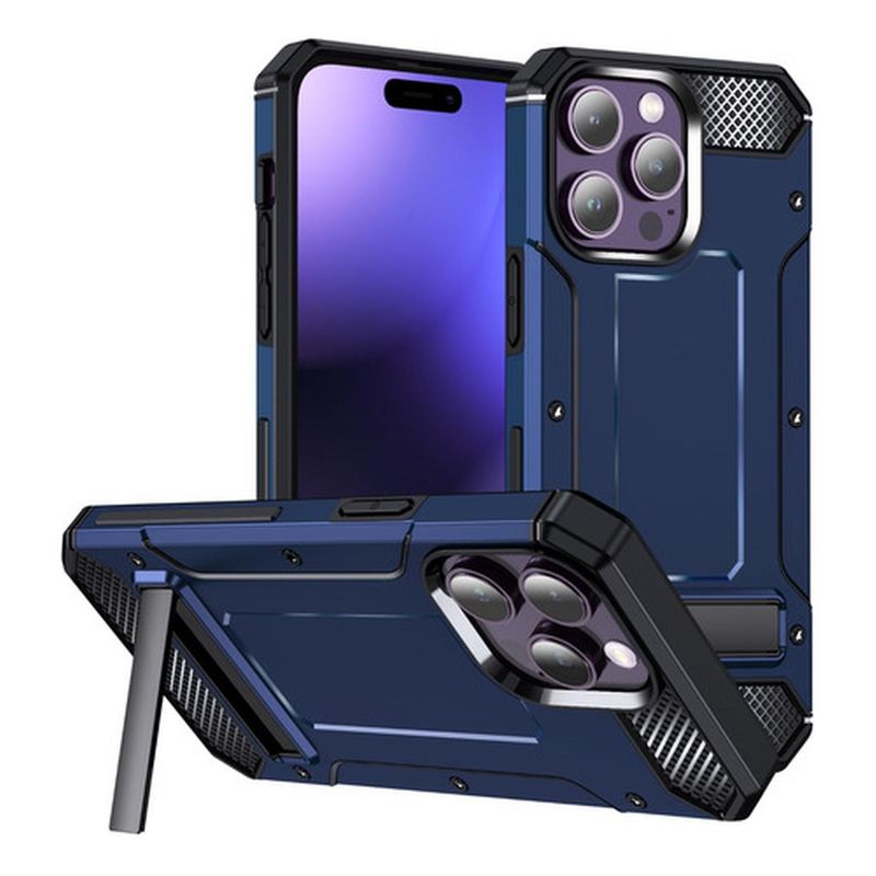 GENERICO - Carcasa Grado Militar Para iPhone 15 + Lamina Vidrio - Azul oscuro - Azul oscuro