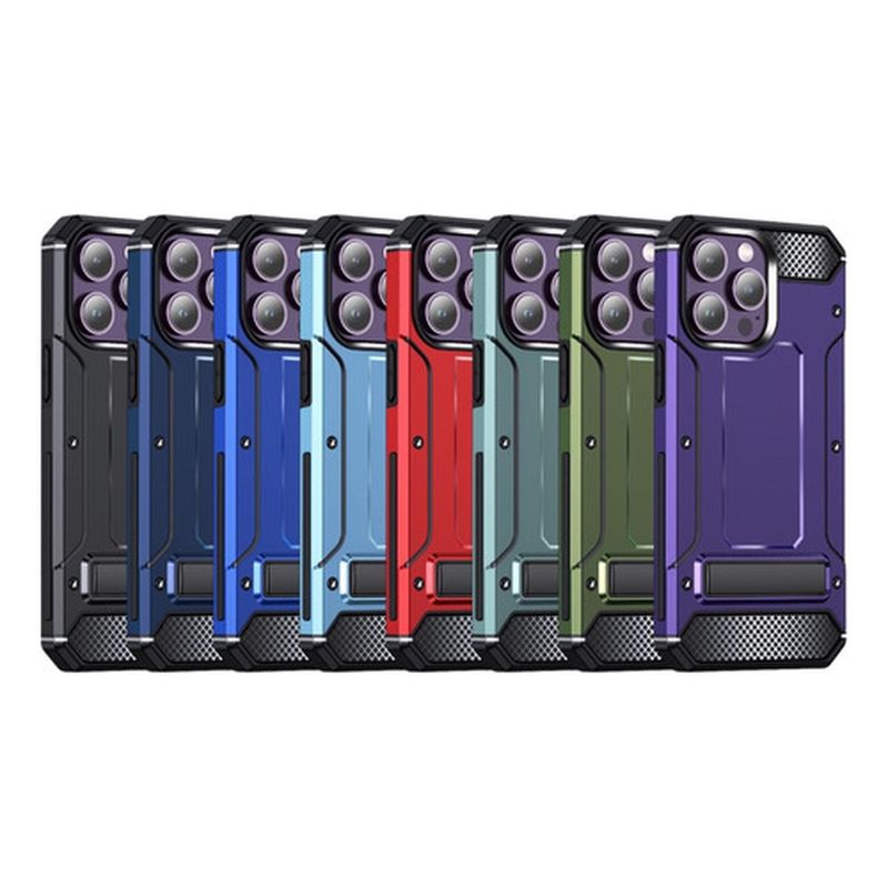 GENERICO - Carcasa Grado Militar Para iPhone 15 + Lamina Vidrio - Azul oscuro - Negro
