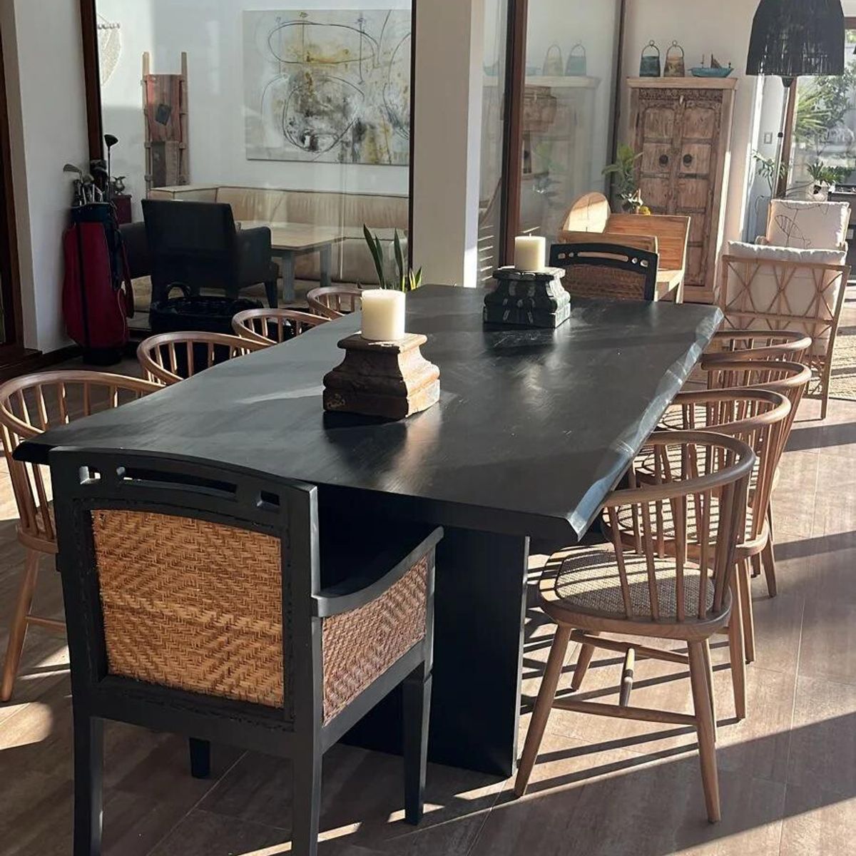 NOWU HOGAR - Mesa Comedor Yosemite Negra 8-10 Personas