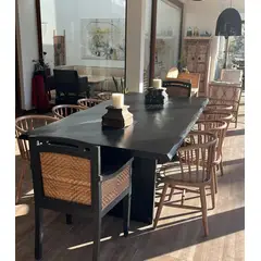 NOWU HOGAR - Mesa Comedor Yosemite Negra 8-10 Personas