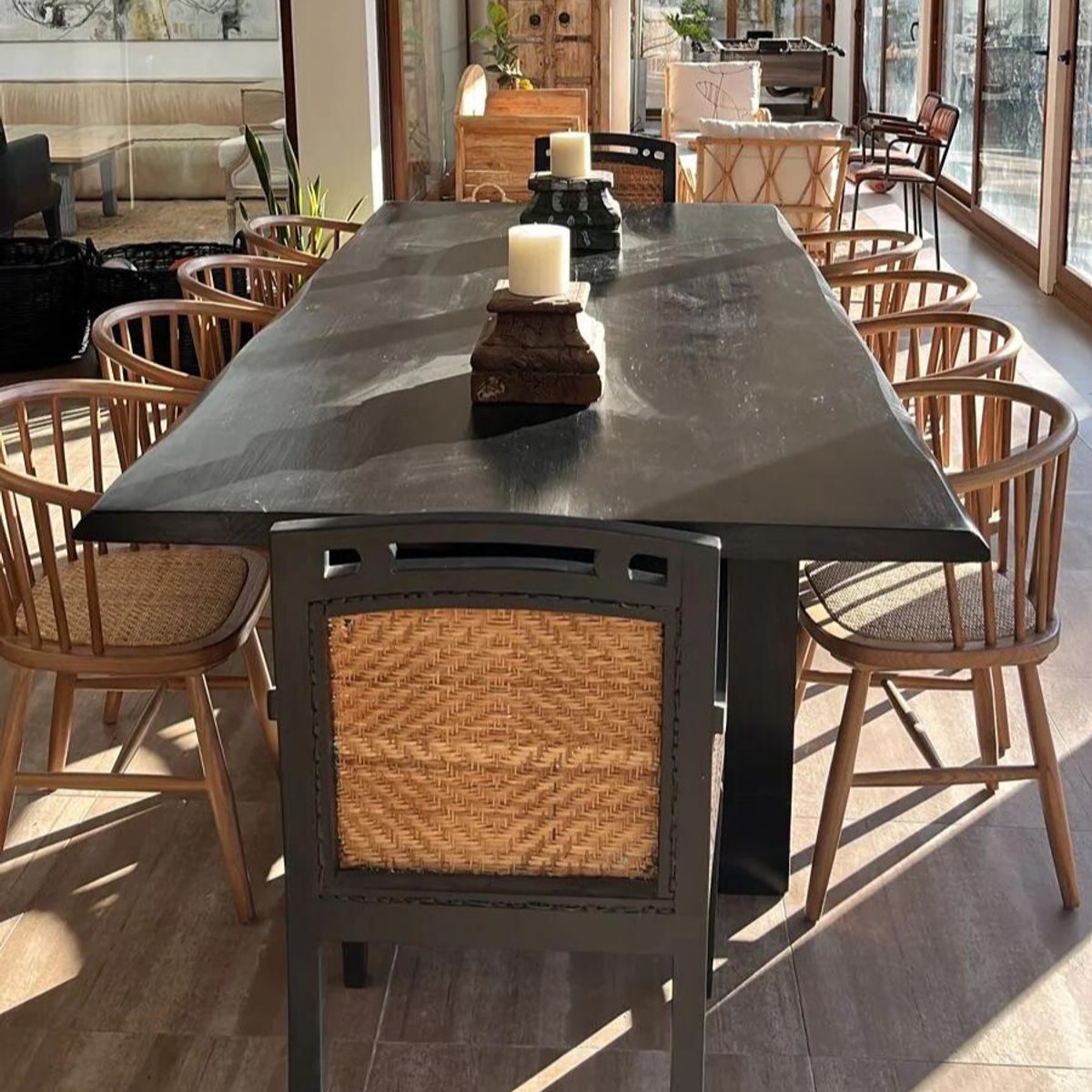 NOWU HOGAR - Mesa Comedor Yosemite Negra 8-10 Personas