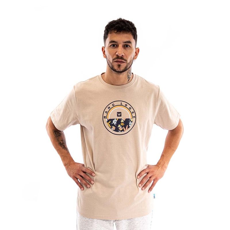 HANG LOOSE - Polera Hombre Beige Flor Da Jamaica Hang Loose