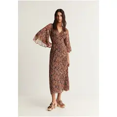 SCALPERS - Vestido Étnico Detalle Metalizado Brown