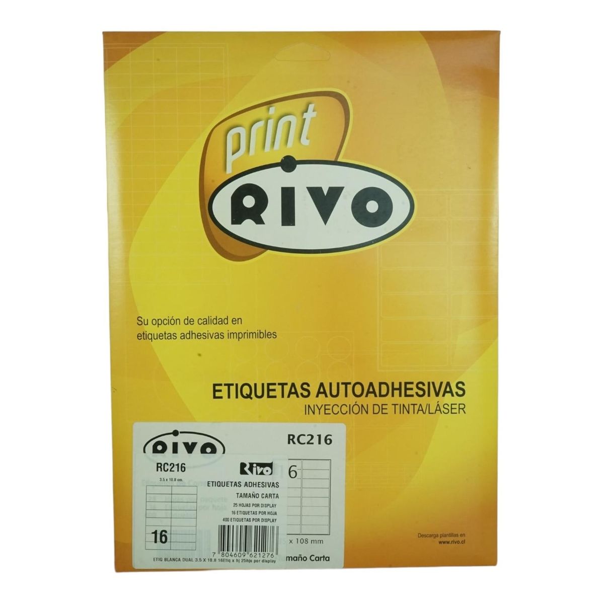 GENERICO - 400 ETIQUETAS 35X108CM INKJETLASER AUTOADHESIVA RIVO RC216 25HJS CARTA BLANCO