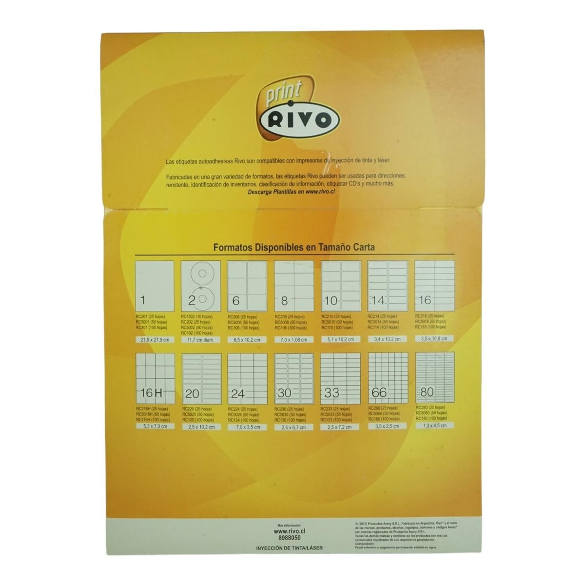 GENERICO - 400 ETIQUETAS 35X108CM INKJETLASER AUTOADHESIVA RIVO RC216 25HJS CARTA BLANCO