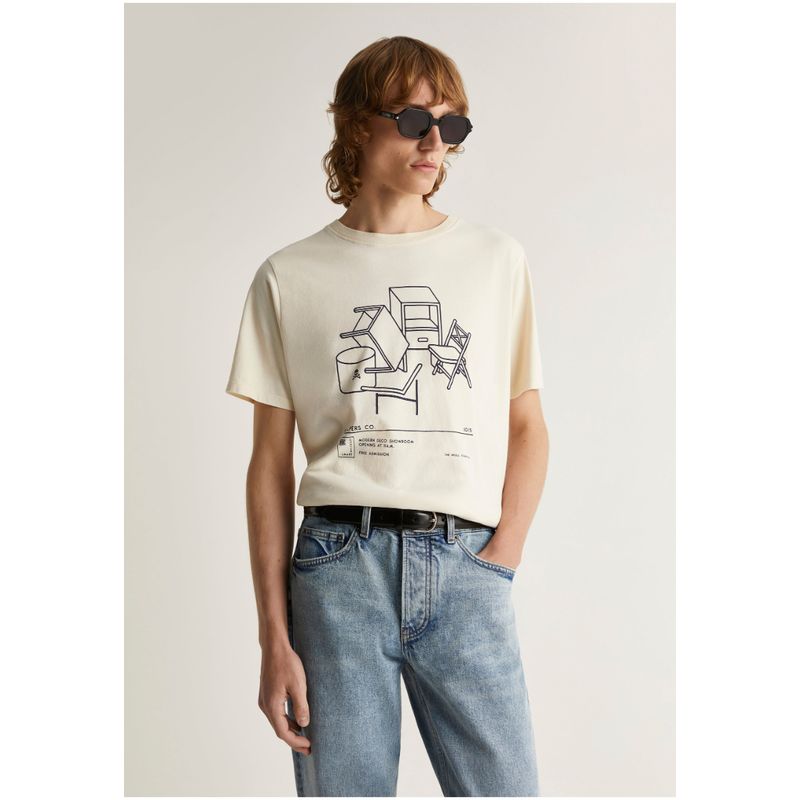 SCALPERS - Polera Print Frontal Offwhite
